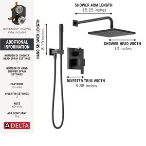 Delta Matte Black Shower Fixture Set